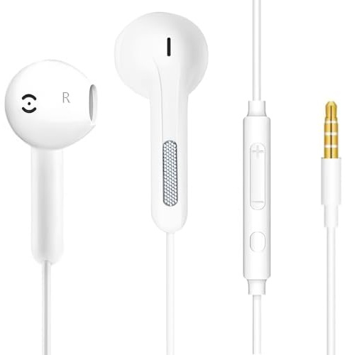 3.5mm Wired Headphone Plug, 3.5 mm headphones In-Ear Earphones, Noise Isolating with Built-in Microphone & Volume Control Compatible with iPhone iPad iPod MP3 MP4 Samsung Laptop