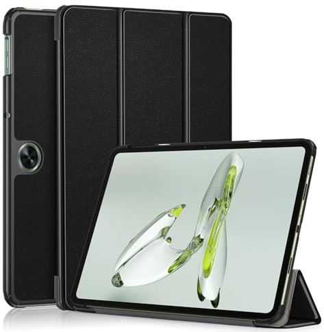 Techsuit für OnePlus Pad Go, Oppo Pad Air2 und Pad Neo Hülle mit 360 Schutz, Verstellbarem Ständer, Mikrofaser Innenfutter, Schlankem Design, Anti Fingerabdruck, FoldPro Series, PU Leder, Schwarz