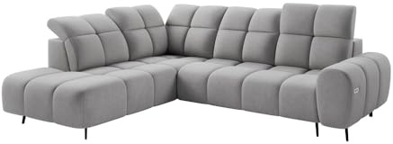 MW EURO-MEBLE Ecksofa Sergio L - Wohnlandschaft, Polstersofa, Polstercouch (Linke Seite - Grau: Raven 06)
