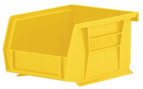 Akro-Mils 30210 AkroBins Plastic Storage Bins, Space-Saving Stackable Bins to use for Garage Organization Bins, Food Storage Bins, Snacks, and Craft Storage, 5-Inch x 4-Inch x 3-Inch, Yellow, 24-Pack