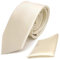 TigerTie - schmale Designer Krawatte Einstecktuch in creme beige elfenbein einfarbig uni