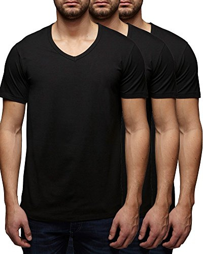 3er Pack Jack & Jones V-Neck Basic T-Shirt Weiß Schwarz Grau Blau oder Farbmischung