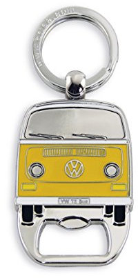 BRISA VW Collection - Volkswagen Schlüssel-Anhänger-Ring Schlüsselbund-Accessoire Keyholder mit Bier-Flaschen-Öffner im T2 Bulli Bus Design (Orange)