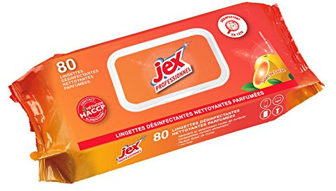 JEX Lingettes Désinfectantes Cuisine Soleil de Corse Pamplemousse Toutes Surfaces Lavables Spécial Contact Alimentaire - 80 unités