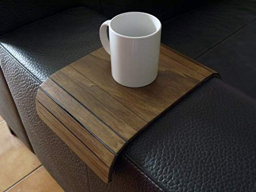 Mini tavolino laterale da bracciolo divano in legno personalizzabile noce scuro Piccolo vassoio colorato Design trasformabile salvaspazio per salotto moderno Tavolini soggiorno lato poltrona