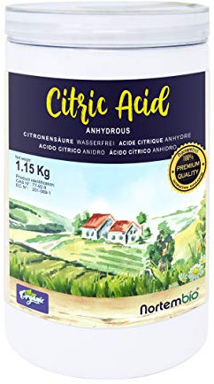 Nortembio Ácido Cítrico 1,15 kg - Ácido Cítrico Anhidro Concentrado 100 % Puro Certificado – Limpieza Doméstica Multiusos – eBook Incluido