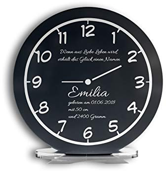 Geburts-Uhr mit deiner Wunsch-Gravur | Name, Datum, Gewicht, Größe und SPRUCH | originelles Geschenk zur Geburt zur Taufe