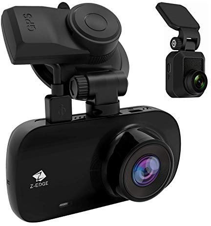 Z-Edge Car GPS Dash Cam 1440P Front and 1080P Rear Dual Lens Video Recording, 2.7 inch 150° Wide Angle G-Sensor WDR Loop Recording Parking Mode