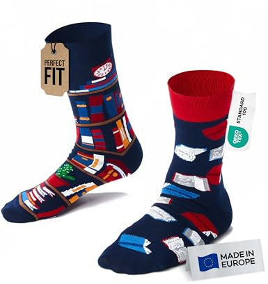 Many Mornings - Mismatched Socken - Lustige Socken Unisex - Buch Socken - Geschenkidee - Design: The Book Story - Made in EU - 39-42