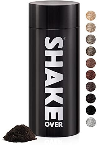 SHAKE OVER Veganes Streuhaar zur Haarverdichtung, mit Zink angereicherte Fasern, hochwertiges Schütthaar, Made in Europe (30 g, DARK BROWN)