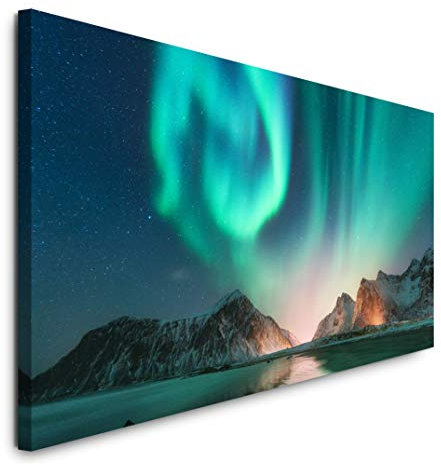 Paul Sinus Art GmbH Polarlichter 120x 50cm Panorama Leinwand Bild XXL Format Wandbilder Wohnzimmer Wohnung Deko Kunstdrucke