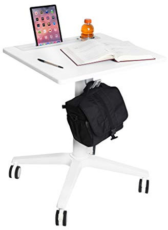 Seville Classics Höhenverstellbarer Tisch, Aluminium, 65 cm x 55 cm x 77.5 bis 115.8 cm (LxBxH)
