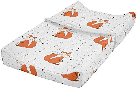 ABAKUHAUS Renard Housse de Matelas à Langer pour Bébé, Orange animale Forêt, Housse Douce pour Matelas à Langer avec Trous, Orange Écume Noir