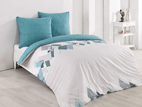 Buymax Bettwäsche 200x200 cm – Bettwäsche Set 3-teilig 200 x 200 cm, Renforcé 100% Baumwolle, Bettbezug mit 2 Kissenbezügen 80x80 cm, Oeko-TEX, Reißverschluss, weich und atmungsaktiv
