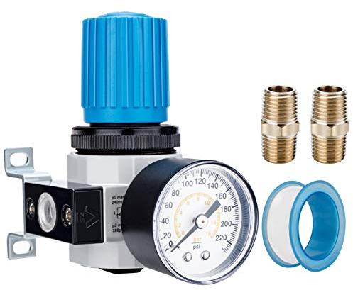 NANPU 3/8 BSP Druckluftdruckregler - Zinklegierung, Manometer (0-16 bar), für Luftkompressoren und Druckluftwerkzeuge