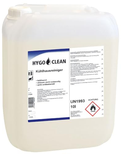 1 Stück, Kühlhausreiniger Hygoclean, FRANZ MENSCH, 10 l | transparent, für Kühlhäuser, Kühlschränke und Gefriergeräte, leistungsstarker Reiniger, Gewerbe, Lebensmittelbereich