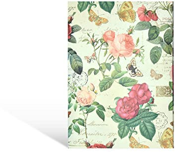 10er Design Briefkarten Set inkl. Briefmappe Vintage „Rosen“ aus Italien 10 Bögen aus Schreibpapier & DIN B6 Brief-Kuvert (Blumen Muster) - Schöne edle Brief Umschläge & Briefpapier mit Motiv