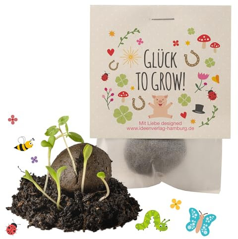 10x Glück to grow Samenbomben/Glücksbringer/kleine Geschenke Kollegen Saatbomben Geschenk Gäste Geschenke Gastgeschenk Kinder Dankeschön Geschenke Kollegen Danke Mitgebsel kleines Dankeschön