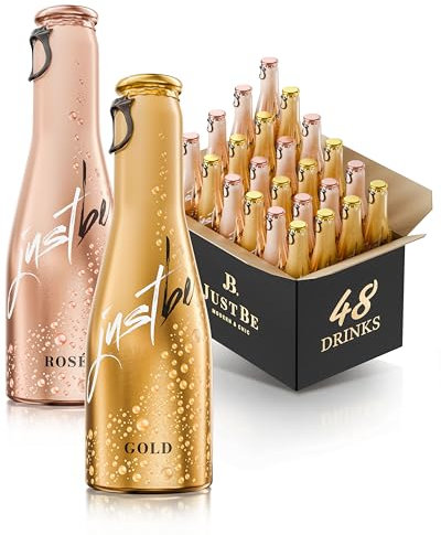 JustBe Gold & Rosé | Piccolo frizzante l Prickelnder Premium Weiss- & Rosé-Wein (Gold & Rosé, 48 x 0,2l)
