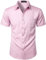 PARKLEES – Chemise décontractée à manches courtes et boutonnée pour homme avec poche, rose, M