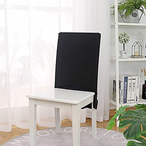 Bestenrose Stuhllehne Stuhlhussen Stretch Stuhlrückenabdeckung Jacquard Rückenlehnenbezug mit Rock Stretch Abnehmbare Waschbar Universal Stuhlhussen Rückenlehne für Esszimmer Hotel (Schwarz, 4er Set)