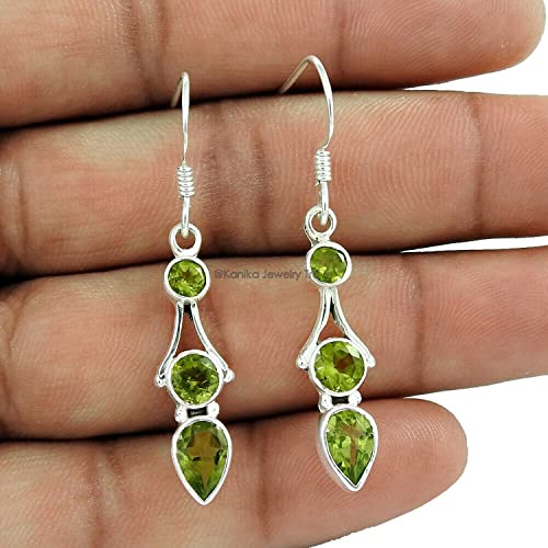 925 Sterling Silber Peridot Ohrhänger für Damen