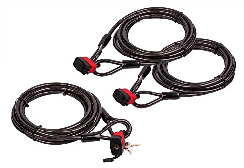 BigDean 3x Kabelschloss Schlaufenkabel 5m ummanteltes Stahlseil 10mm dick | Diebstahlsicherung für Fahrrad Motorrad-Zubehör Grill & Gartenmöbel - mit Schlaufen
