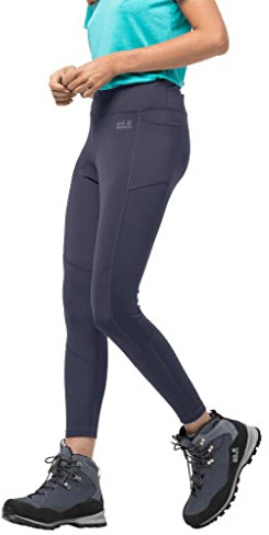 Jack Wolfskin W Hike Lite Tight Grau - Elastische atmungsaktive Damen Wanderleggings, Größe L - Farbe Graphite