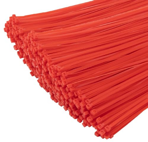 XINGO 1000 Piezas Rojo Bridas bridas para cables profesionales, 200mm x 4.8mm,Resistentes UV, Bridas para Cables Para Oficina, Hogar, Exteriores