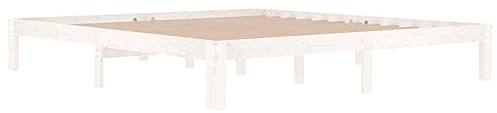 vidaXL Massivholzbett, Bett Holzbett für Schlafzimmer, Bettgestell Bettrahmen mit Lattenrost, Doppelbett Schlafzimmerbett, Weiß 180x200cm