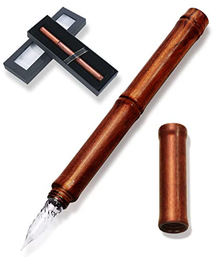 Tegning Glass Pen Wood Wooden Pen Fountain Pen Luxury japan brand (Light Brown)