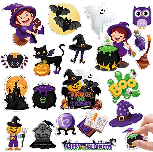 Halloween Dicke Gel Kleben Folien Halloween Fensteraufkleber mit Kürbis Hexen Fledermaus Katzen Trick or Treat Gel Sticker Folien Fenster Dekoration für Erwachsene Haus (Hexen Stil)