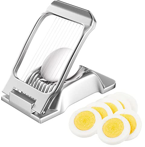 Newpop Cortador Huevos Duros aluminio, corta huevo cocidos profesional Apto Para Lavavajillas, alambres de corte de huevos, tensión individual y estable para Huevos, Kiwi, Fresas, Alimentos Blandos