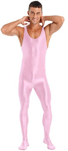 Freebily Body da Uomo Intero Intimo Tuta Sportiva Ginnastica Singlet Wrestling Bodysuit Jumpsuit Canotta Bodybuiding Pigiama Tutine Palestra Underwear Costume da Bagno Rosa M