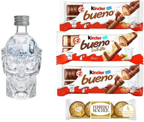 Miniature Classic Vodka |Kinder Chocolate Gifts | Mini Vodka Gifts | Christmas Gifts | Birthday Gifts | Luxury Gifts (Crystal Head Skull Vodka)