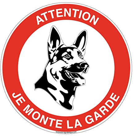 AUA SIGNALETIQUE - Panneau De Signalisation Circulaire en PVC 1.5 mm (Ø 290 mm, Attention Je Monte La Garde)