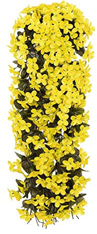 Yeehliny Künstlich Hängende Blumen, Blauregen Efeublumen Künstlicher Hängender Glyzinien, Kunstblumen Veilchen Hgende Blumen Hängeblumen Für Hochzeit Garten Wand Party Home Dekor 70CM (1PC/Gelb)