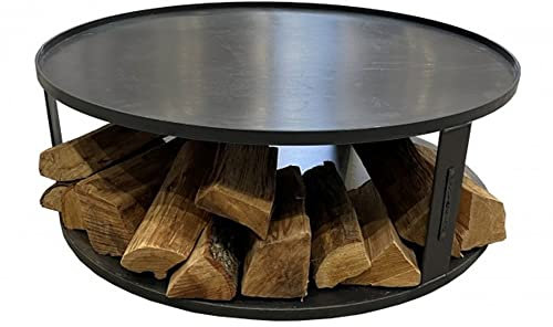 Runde Feuerschalenbasis mit Holzfach D 102 cm Bodenschutz für Feuerschale oder Feuerkorb CookKing