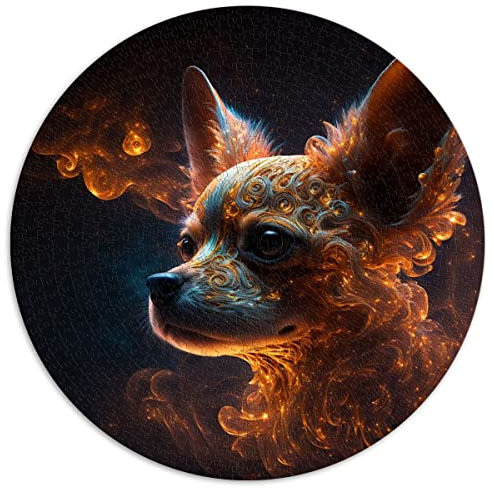 1000 Teile Puzzle Chihuahua Runde Puzzles, für Erwachsene und Kinder Kartonpuzzles Lernspiele Heimdekorationspuzzle. (Größe 67,5 x 67,5 cm)