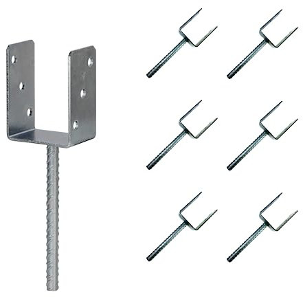 ZPH MARK Pfostenträger 90x60x120 mm - Pfostenträger zum einbetonieren fur Kantholz mit Betonanker 200 mm Pfostenschuhe - Balkenschuhe - Bodenhülse Pfostenanker 6 Stück