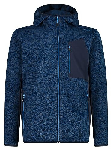 CMP Herren Stretch Fleece Jacke mit Kapuze - 33H2087, blau, 54