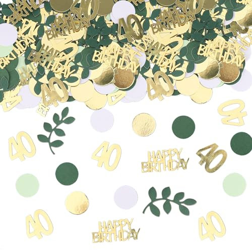 GoldRock Konfetti 40 Geburtstag Deko Grün,200 Stk Tischdeko 40 Geburtstag Frauen Männer,40er Streudeko Geburtstags Gold,40. Geburtstage Deko Confetti,Deko 40 Geburtstage Mann Frau,40 Jahre Dekoration
