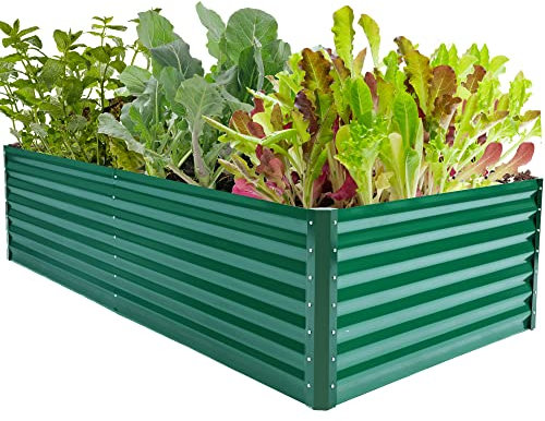 YITAHOME Jardineras Exterior Grandes 240x120x60cm, Huerto Urbano de Acero Inoxidable Zinc-Aluminio-Magnesio Engrosadas para Jardín con Goma de Seguridad para Verduras, Flores y Frutas (Verde)