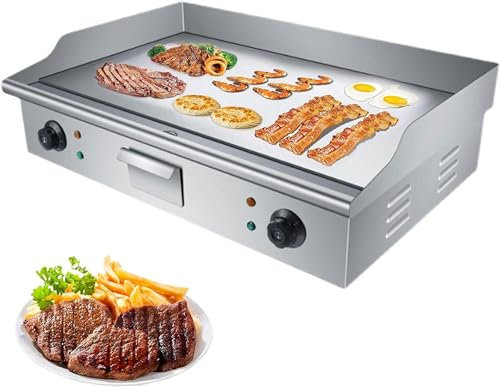 4400W Griglia Elettrica Commerciale del BBQ Piatto Caldo Controsoffitto della Piastra Elettrica in Acciaio Inox Inossidabile Griglia Elettrica con Temperature 50-300 ℃ per Cucinare 220~240V-1pc