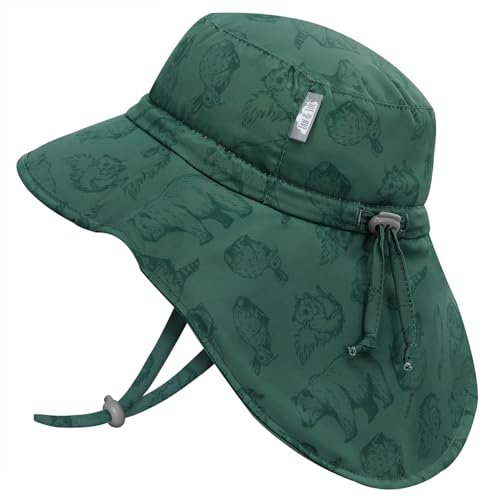 Jan & Jul Schnell Trocknender Baby Sonnenhut für Jungen mit Verstellbarem Riemen (M: 6-24 Monate, Forest Friends)