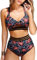 Vancavoo Maillots de Bain 2 Pieces Femme Bikini Set Push Up Taille Haute Maillot de Bain Deux Pièces Cutout Swimwear De Plage Beachwear Été,FloralM