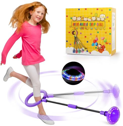 Cheville Skip Ball,Pliable Anneau de Saut de Cheville Violet Coloré Anneau de Saut Clignotant Enfants Cheville Saut Boule Flash Saut Anneau Ball Parfaits Cadeaux pour Les Filles de 6, 7, 8, 9,10 Ans