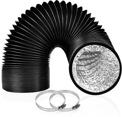 150mm Dryer Vent Hose, PVC Aluminum Foil Ducting 2.5m with 2 Duct Clamps,4 Layer Dryer Vent Hose for HVAC Ventilation