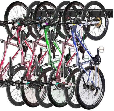 Mimoke Support mural pour vélo électrique, VTT et vélo de route - Support mural pour vélos et crochets de casque (pour 6 vélos)