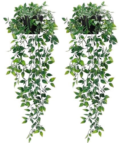 INSANYJ Piante Finte da Interno Esterno, 2 Pezzi Pianta Finta Cadente con Vaso, Edera Artificiale Piante Finte 85cm, Plastica Finte Piante da Appendere per Interni Esterni Casa Decorazione